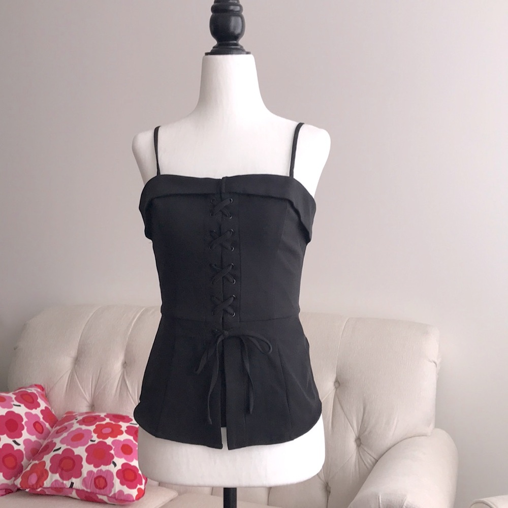 BNWT Dynamite black lace up corset top